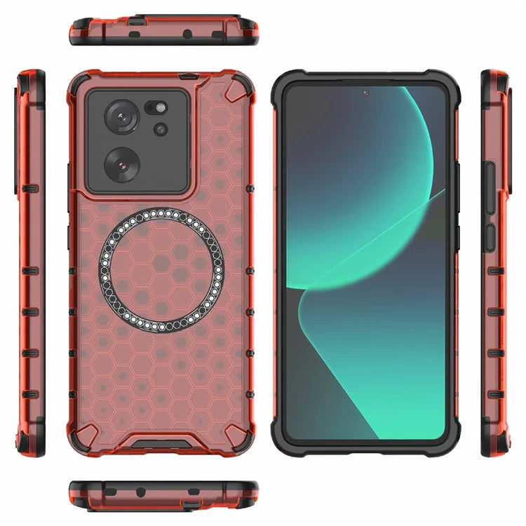 For Xiaomi Redmi K60 Ultra / 13T / 13T Pro Case Honeycomb TPU+PC Phone Cases Compatible with MagSafe