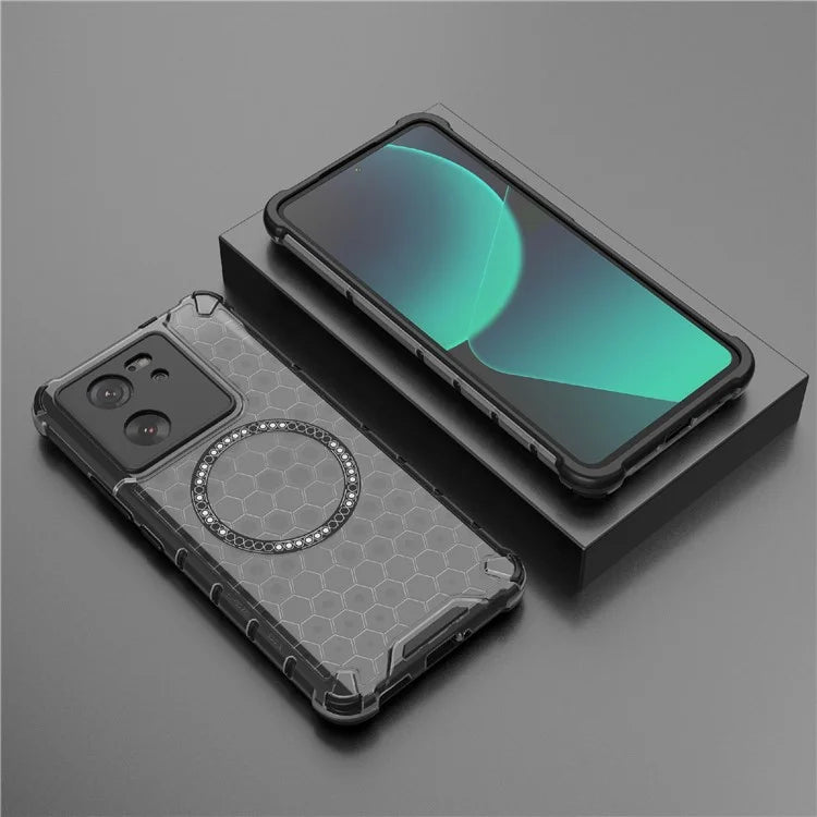 For Xiaomi Redmi K60 Ultra / 13T / 13T Pro Case Honeycomb TPU+PC Phone Cases Compatible with MagSafe