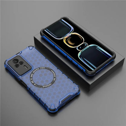 For Xiaomi Redmi K60E 5G Magnetic Case Reinforced Corners TPU+PC Honeycomb Phone Cover