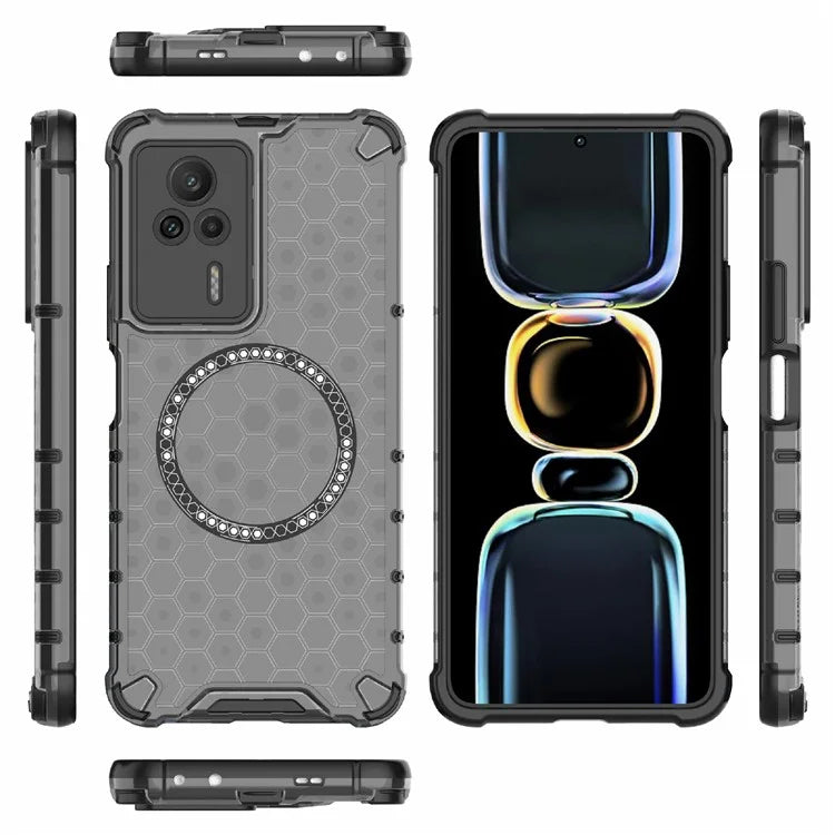 For Xiaomi Redmi K60E 5G Magnetic Case Reinforced Corners TPU+PC Honeycomb Phone Cover