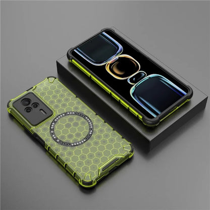 For Xiaomi Redmi K60E 5G Magnetic Case Reinforced Corners TPU+PC Honeycomb Phone Cover