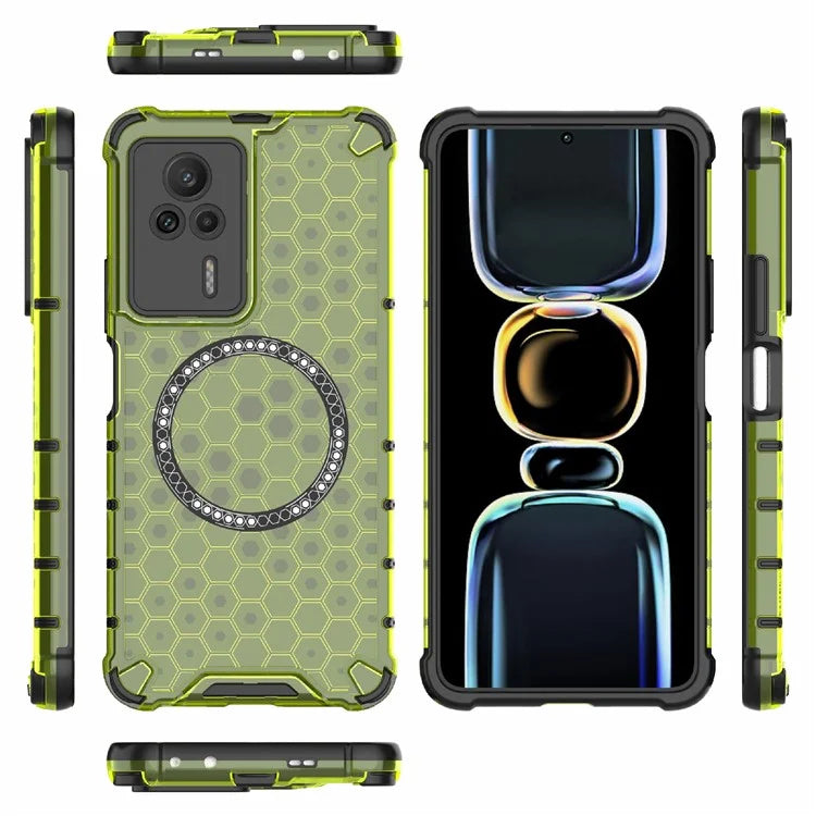 For Xiaomi Redmi K60E 5G Magnetic Case Reinforced Corners TPU+PC Honeycomb Phone Cover
