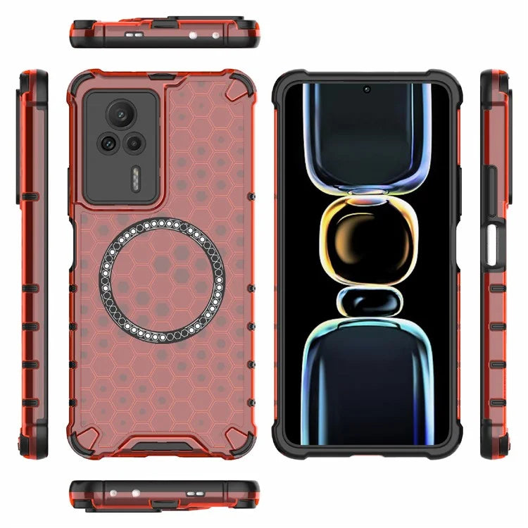 For Xiaomi Redmi K60E 5G Magnetic Case Reinforced Corners TPU+PC Honeycomb Phone Cover