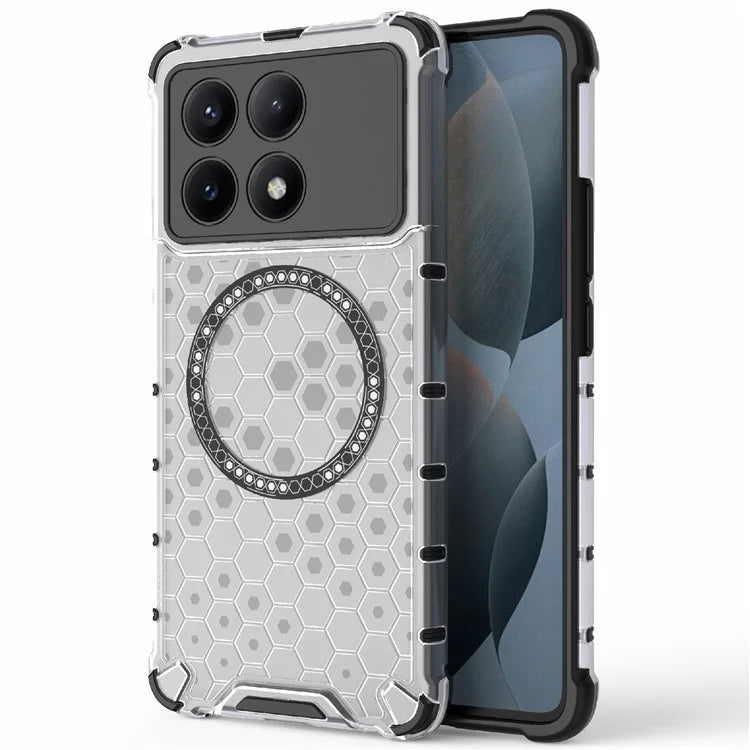 For Xiaomi Redmi K70E 5G / Poco X6 Pro 5G Magnetic Phone Case Honeycomb TPU+PC Back Cover