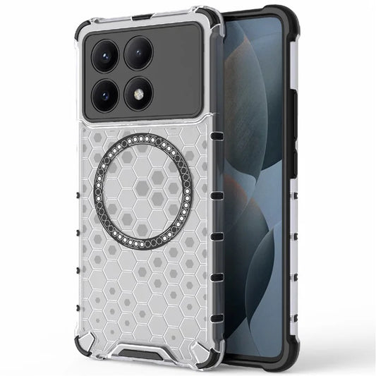 For Xiaomi Redmi K70E 5G / Poco X6 Pro 5G Magnetic Phone Case Honeycomb TPU+PC Back Cover