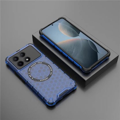 For Xiaomi Redmi K70E 5G / Poco X6 Pro 5G Magnetic Phone Case Honeycomb TPU+PC Back Cover