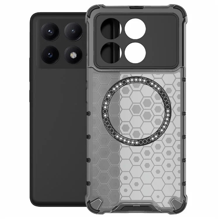 For Xiaomi Redmi K70E 5G / Poco X6 Pro 5G Magnetic Phone Case Honeycomb TPU+PC Back Cover