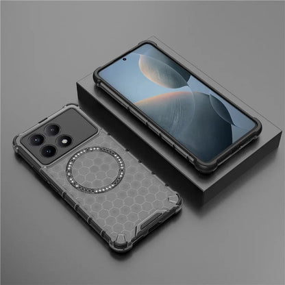 For Xiaomi Redmi K70E 5G / Poco X6 Pro 5G Magnetic Phone Case Honeycomb TPU+PC Back Cover