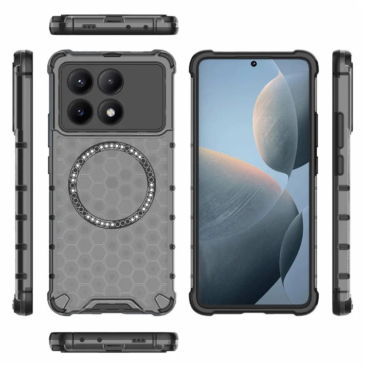 For Xiaomi Redmi K70E 5G / Poco X6 Pro 5G Magnetic Phone Case Honeycomb TPU+PC Back Cover