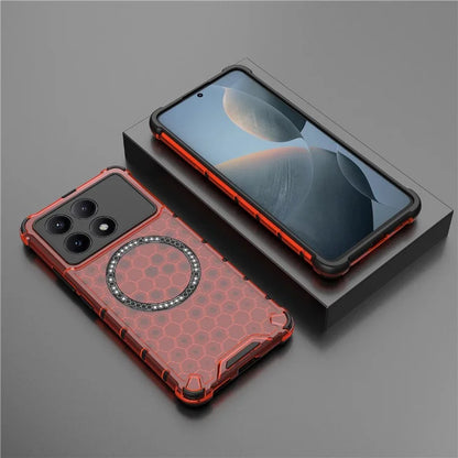 For Xiaomi Redmi K70E 5G / Poco X6 Pro 5G Magnetic Phone Case Honeycomb TPU+PC Back Cover