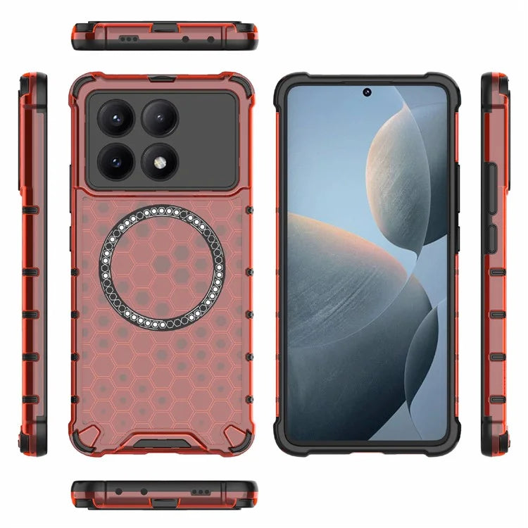 For Xiaomi Redmi K70E 5G / Poco X6 Pro 5G Magnetic Phone Case Honeycomb TPU+PC Back Cover