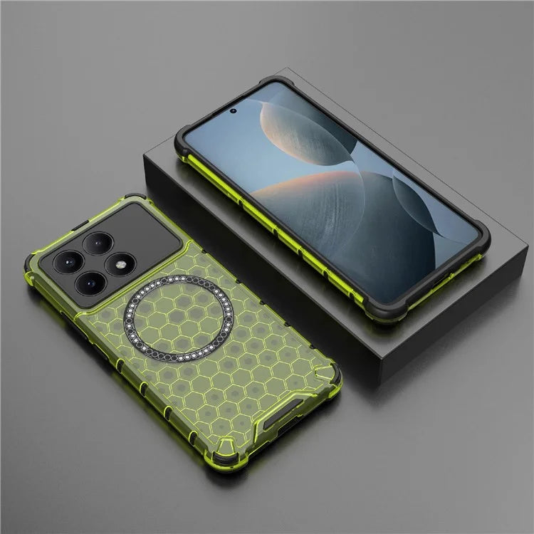 For Xiaomi Redmi K70E 5G / Poco X6 Pro 5G Magnetic Phone Case Honeycomb TPU+PC Back Cover