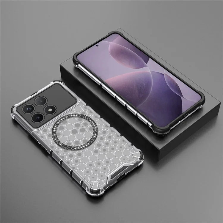 For Xiaomi Poco F6 Pro 5G / Redmi K70 5G / K70 Pro 5G Magnetic Case Honeycomb TPU+PC Slim Phone Cover