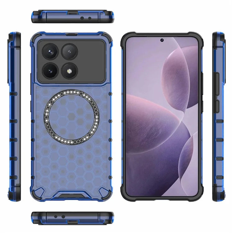 For Xiaomi Poco F6 Pro 5G / Redmi K70 5G / K70 Pro 5G Magnetic Case Honeycomb TPU+PC Slim Phone Cover