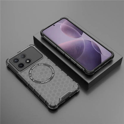For Xiaomi Poco F6 Pro 5G / Redmi K70 5G / K70 Pro 5G Magnetic Case Honeycomb TPU+PC Slim Phone Cover