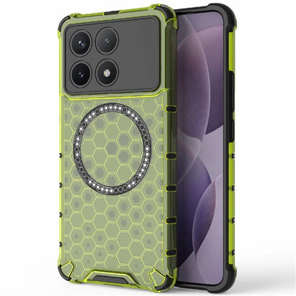 For Xiaomi Poco F6 Pro 5G / Redmi K70 5G / K70 Pro 5G Magnetic Case Honeycomb TPU+PC Slim Phone Cover