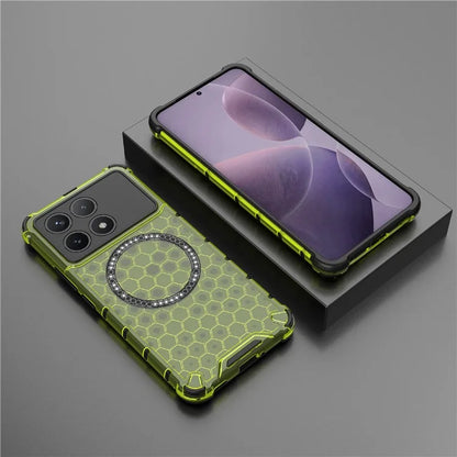 For Xiaomi Poco F6 Pro 5G / Redmi K70 5G / K70 Pro 5G Magnetic Case Honeycomb TPU+PC Slim Phone Cover