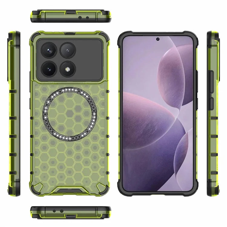 For Xiaomi Poco F6 Pro 5G / Redmi K70 5G / K70 Pro 5G Magnetic Case Honeycomb TPU+PC Slim Phone Cover