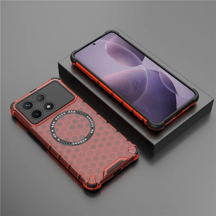 For Xiaomi Poco F6 Pro 5G / Redmi K70 5G / K70 Pro 5G Magnetic Case Honeycomb TPU+PC Slim Phone Cover