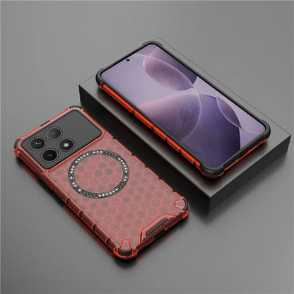 For Xiaomi Poco F6 Pro 5G / Redmi K70 5G / K70 Pro 5G Magnetic Case Honeycomb TPU+PC Slim Phone Cover