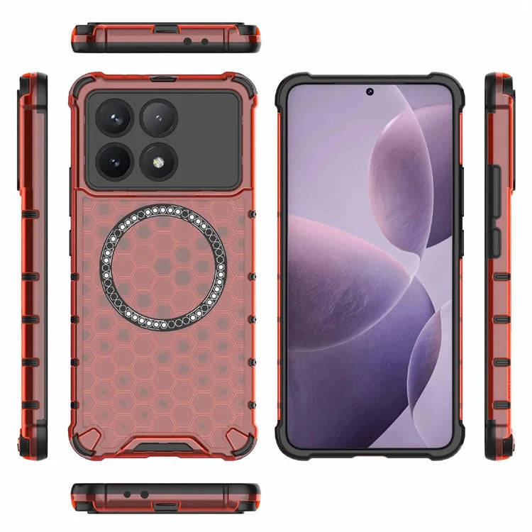 For Xiaomi Poco F6 Pro 5G / Redmi K70 5G / K70 Pro 5G Magnetic Case Honeycomb TPU+PC Slim Phone Cover