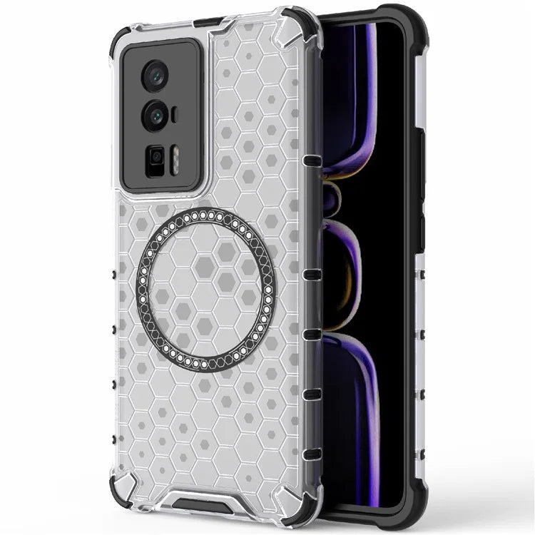 For Xiaomi Poco F5 Pro 5G / K60 5G / K60 Pro 5G Magnetic Case TPU+PC Honeycomb Cushioning Shockproof Phone Cover