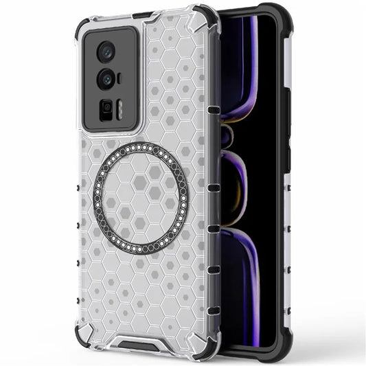 For Xiaomi Poco F5 Pro 5G / K60 5G / K60 Pro 5G Magnetic Case TPU+PC Honeycomb Cushioning Shockproof Phone Cover