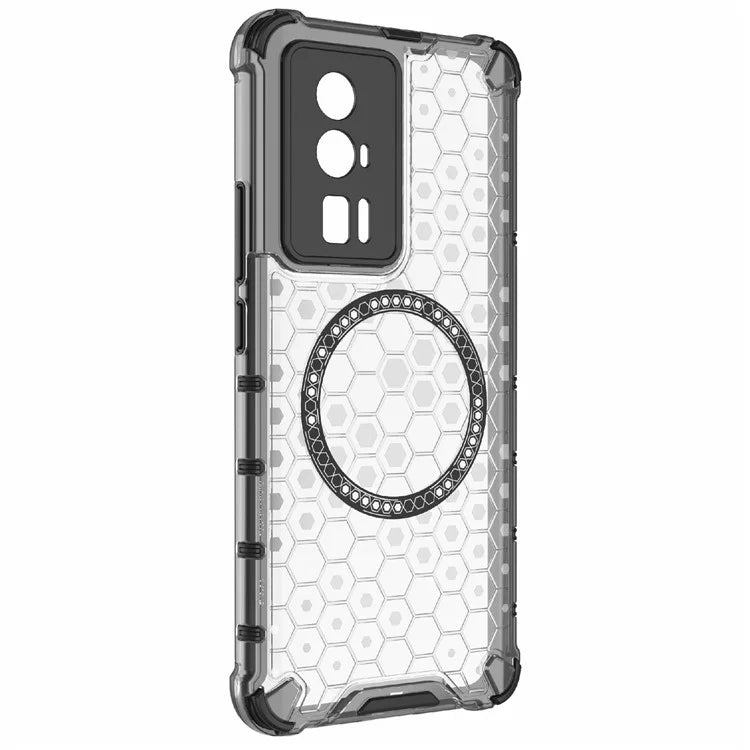 For Xiaomi Poco F5 Pro 5G / K60 5G / K60 Pro 5G Magnetic Case TPU+PC Honeycomb Cushioning Shockproof Phone Cover