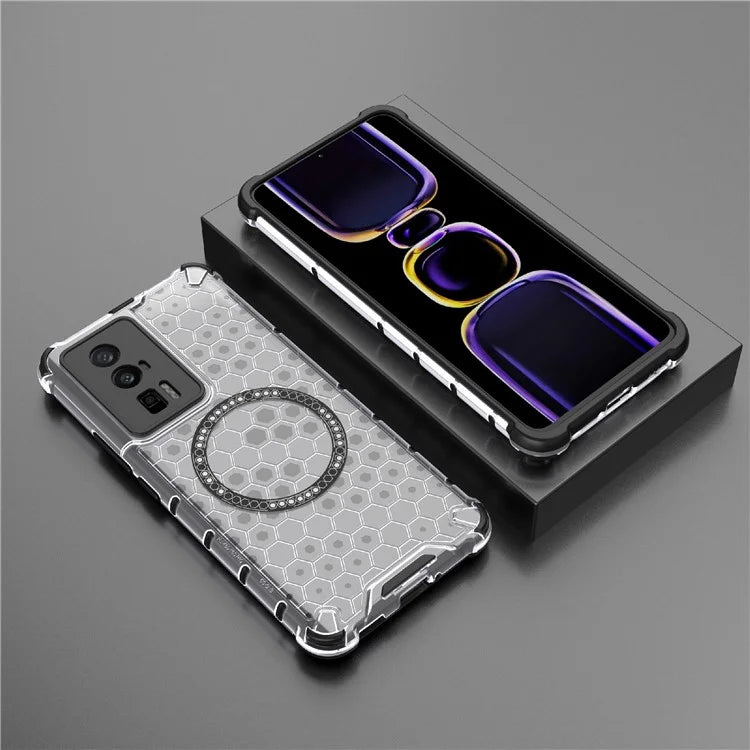 For Xiaomi Poco F5 Pro 5G / K60 5G / K60 Pro 5G Magnetic Case TPU+PC Honeycomb Cushioning Shockproof Phone Cover
