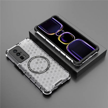 For Xiaomi Poco F5 Pro 5G / K60 5G / K60 Pro 5G Magnetic Case TPU+PC Honeycomb Cushioning Shockproof Phone Cover