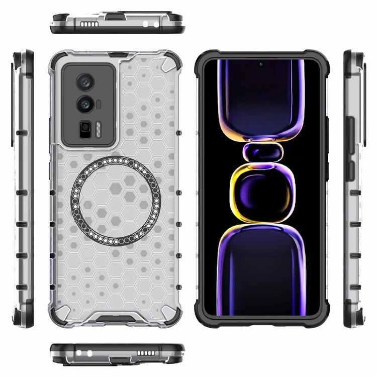 For Xiaomi Poco F5 Pro 5G / K60 5G / K60 Pro 5G Magnetic Case TPU+PC Honeycomb Cushioning Shockproof Phone Cover