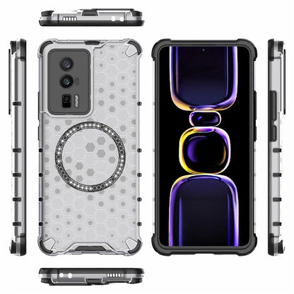 For Xiaomi Poco F5 Pro 5G / K60 5G / K60 Pro 5G Magnetic Case TPU+PC Honeycomb Cushioning Shockproof Phone Cover