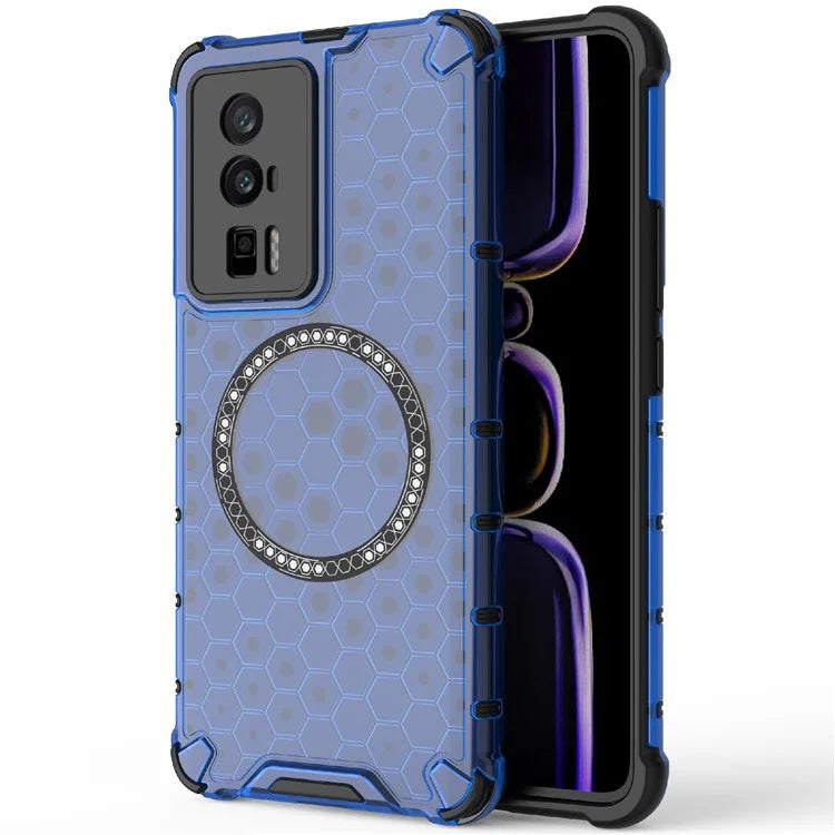 For Xiaomi Poco F5 Pro 5G / K60 5G / K60 Pro 5G Magnetic Case TPU+PC Honeycomb Cushioning Shockproof Phone Cover