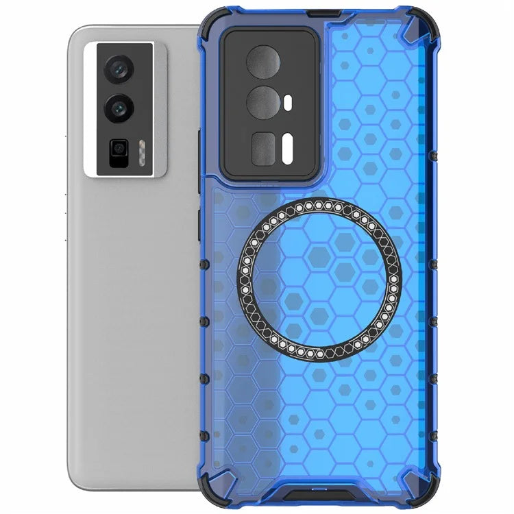 For Xiaomi Poco F5 Pro 5G / K60 5G / K60 Pro 5G Magnetic Case TPU+PC Honeycomb Cushioning Shockproof Phone Cover