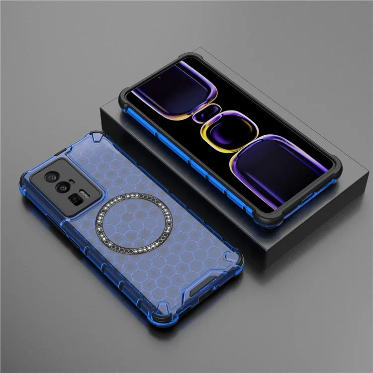 For Xiaomi Poco F5 Pro 5G / K60 5G / K60 Pro 5G Magnetic Case TPU+PC Honeycomb Cushioning Shockproof Phone Cover