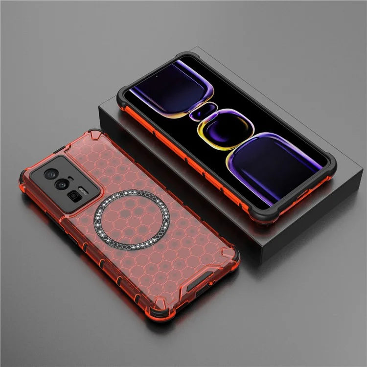 For Xiaomi Poco F5 Pro 5G / K60 5G / K60 Pro 5G Magnetic Case TPU+PC Honeycomb Cushioning Shockproof Phone Cover