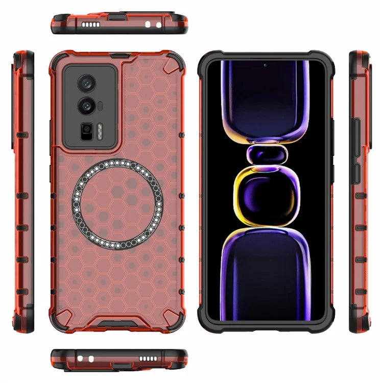 For Xiaomi Poco F5 Pro 5G / K60 5G / K60 Pro 5G Magnetic Case TPU+PC Honeycomb Cushioning Shockproof Phone Cover