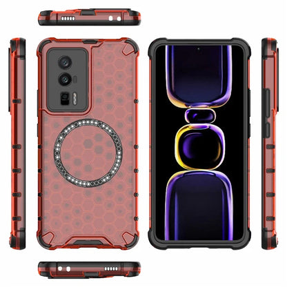 For Xiaomi Poco F5 Pro 5G / K60 5G / K60 Pro 5G Magnetic Case TPU+PC Honeycomb Cushioning Shockproof Phone Cover