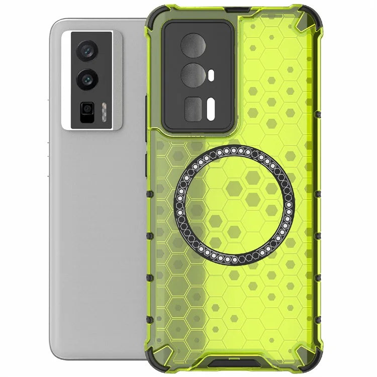 For Xiaomi Poco F5 Pro 5G / K60 5G / K60 Pro 5G Magnetic Case TPU+PC Honeycomb Cushioning Shockproof Phone Cover