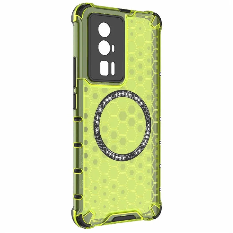 For Xiaomi Poco F5 Pro 5G / K60 5G / K60 Pro 5G Magnetic Case TPU+PC Honeycomb Cushioning Shockproof Phone Cover