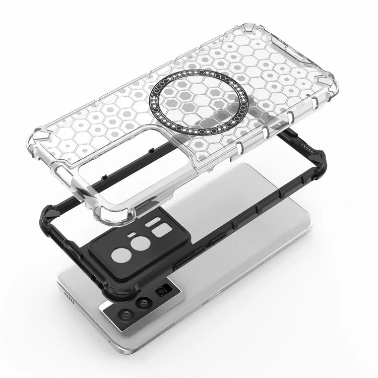 For Xiaomi Poco F5 Pro 5G / K60 5G / K60 Pro 5G Magnetic Case TPU+PC Honeycomb Cushioning Shockproof Phone Cover