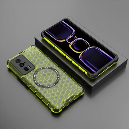 For Xiaomi Poco F5 Pro 5G / K60 5G / K60 Pro 5G Magnetic Case TPU+PC Honeycomb Cushioning Shockproof Phone Cover