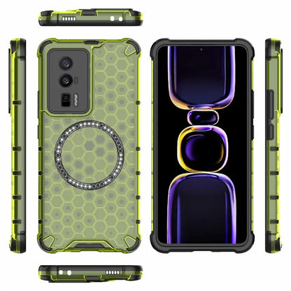 For Xiaomi Poco F5 Pro 5G / K60 5G / K60 Pro 5G Magnetic Case TPU+PC Honeycomb Cushioning Shockproof Phone Cover