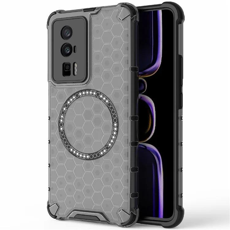 For Xiaomi Poco F5 Pro 5G / K60 5G / K60 Pro 5G Magnetic Case TPU+PC Honeycomb Cushioning Shockproof Phone Cover