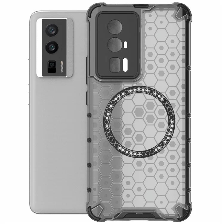 For Xiaomi Poco F5 Pro 5G / K60 5G / K60 Pro 5G Magnetic Case TPU+PC Honeycomb Cushioning Shockproof Phone Cover