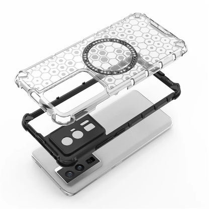 For Xiaomi Poco F5 Pro 5G / K60 5G / K60 Pro 5G Magnetic Case TPU+PC Honeycomb Cushioning Shockproof Phone Cover