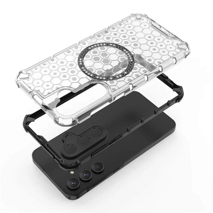 For Samsung Galaxy A55 5G Case Honeycomb Heat Dissipation TPU+PC Magnetic Phone Cover