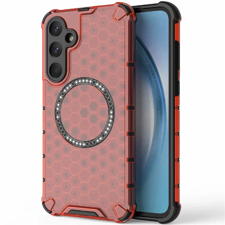 For Samsung Galaxy A55 5G Case Honeycomb Heat Dissipation TPU+PC Magnetic Phone Cover