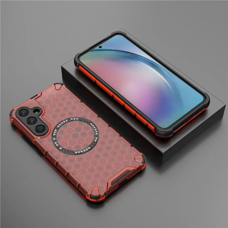 For Samsung Galaxy A55 5G Case Honeycomb Heat Dissipation TPU+PC Magnetic Phone Cover