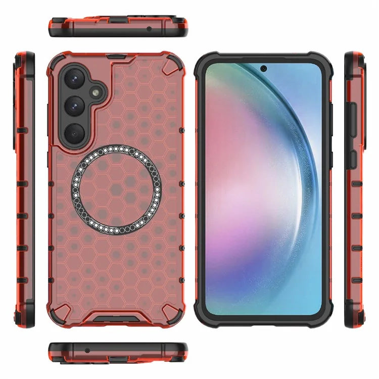 For Samsung Galaxy A55 5G Case Honeycomb Heat Dissipation TPU+PC Magnetic Phone Cover